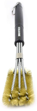 BBQ Butler Brass Grill Brush: 3-Head, Porcelain-Safe, 17-Inch Grill Cleaner